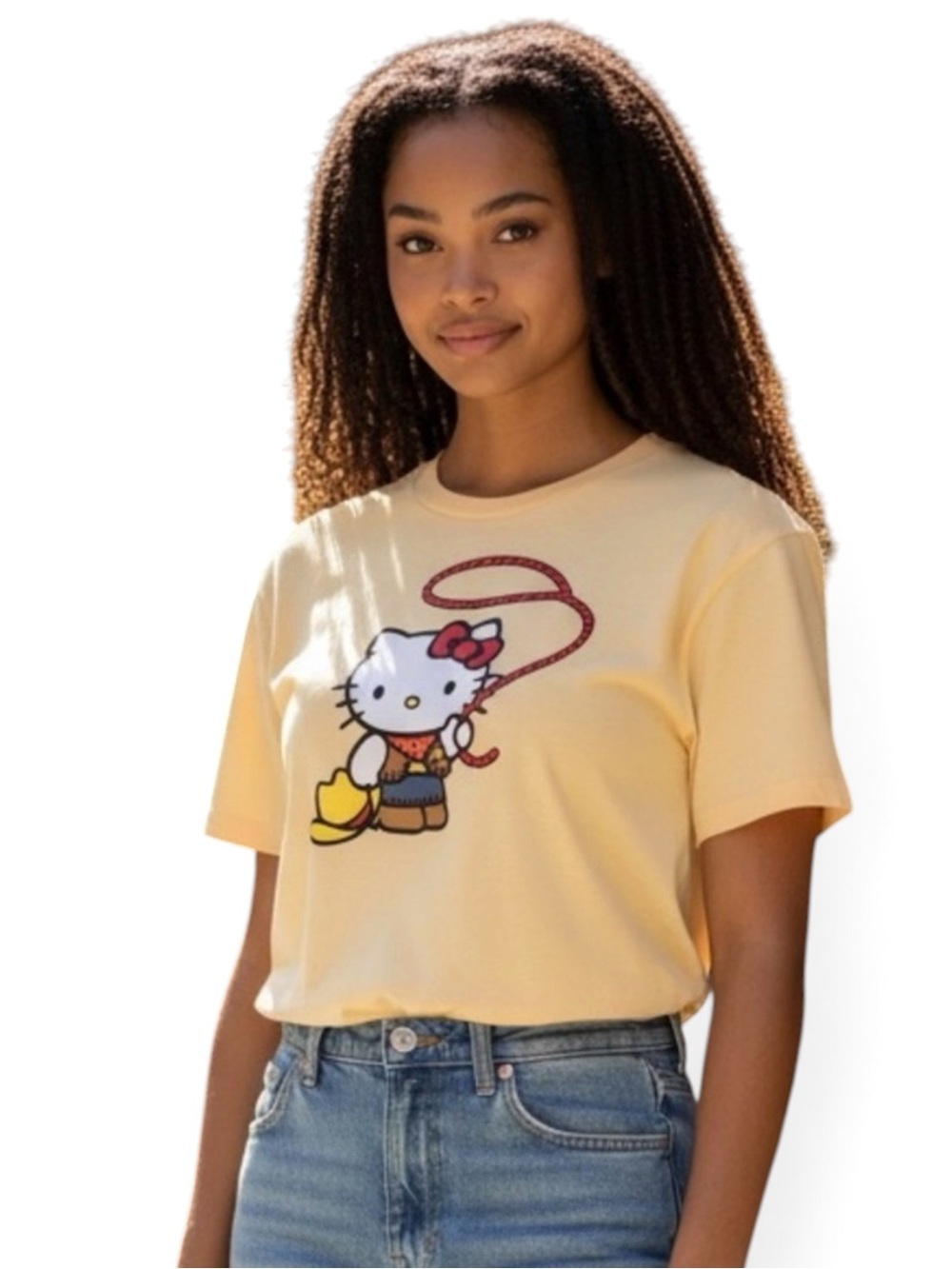 NWT Hello Kitty Cowboy Graphic Tee - Cream and Red Accents